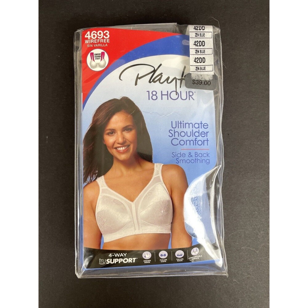 Playtex 18 Hour Bra Ultimate Shoulder Comfort Size 42DD Zen Blue Brand New